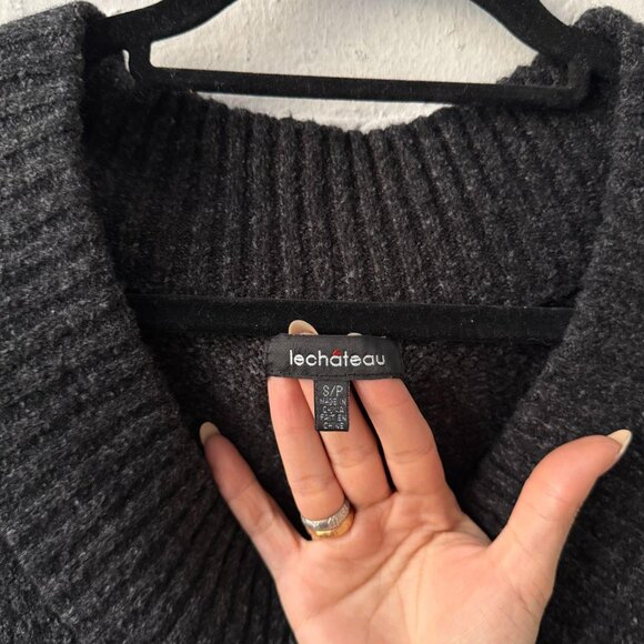 Le Chateau Charcoal Ribbed Knit Sweater Dress Sleeveless Fitted Minimalist - Picture 7 of 8